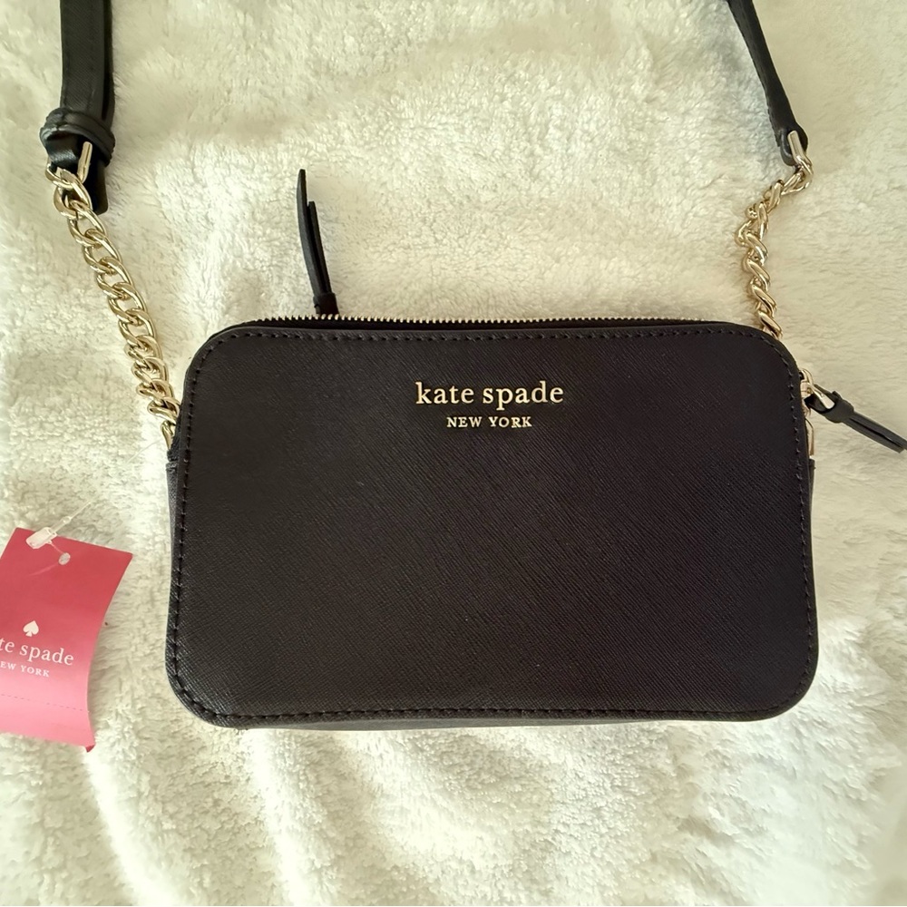 Kate Spade Black Crossbody Bag with Gold Chain